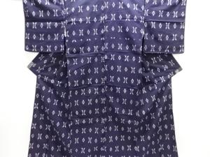 大正ロマン　菱に抽象模様織り出し銘仙着物